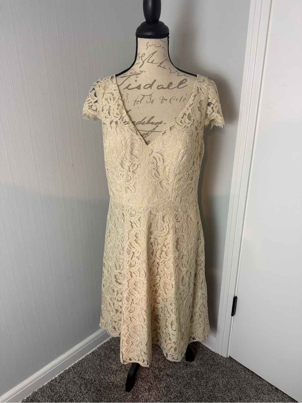Bridesmaid Cream Lace V-Neck Women’s Dress size 12